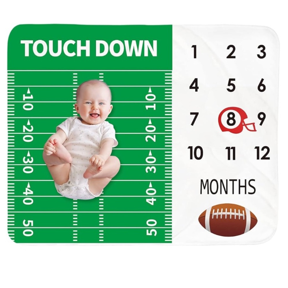 Baby Milestones Months Blanket NWOT Football